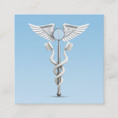 Caduceus Dental Mirror Witte Tandenborstel Medisch Vierkante Visitekaartje (Voorkant)