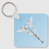 Caduceus Dental White Mirror Tandenborstel Medisch Sleutelhanger (Voorkant)