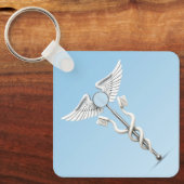 Caduceus Dental White Mirror Tandenborstel Medisch Sleutelhanger (Voorkant)