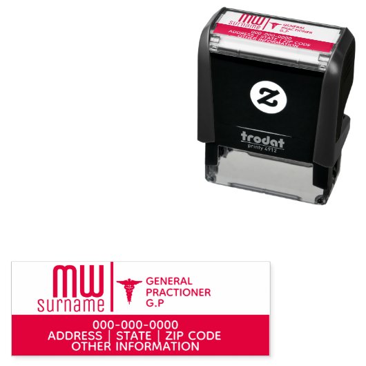 Caduceus DIY medisch professional logo merk Zelfinktende Stempel (In situ)