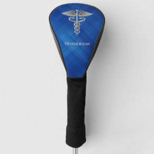 Caduceus Doctor Blue Texture gepersonaliseerd Golfheadcover