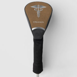 Caduceus Doctor Brown & Black gepersonaliseerd Golfheadcover