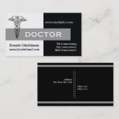 Caduceus dokter minimaliseert zwart, wit, grijs visitekaartje (Voorkant / Achterkant)