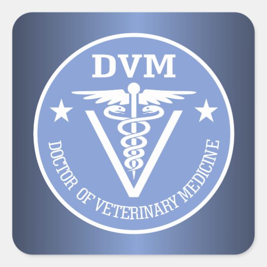 Caduceus DVM 2 Vierkante Sticker (Voorkant)