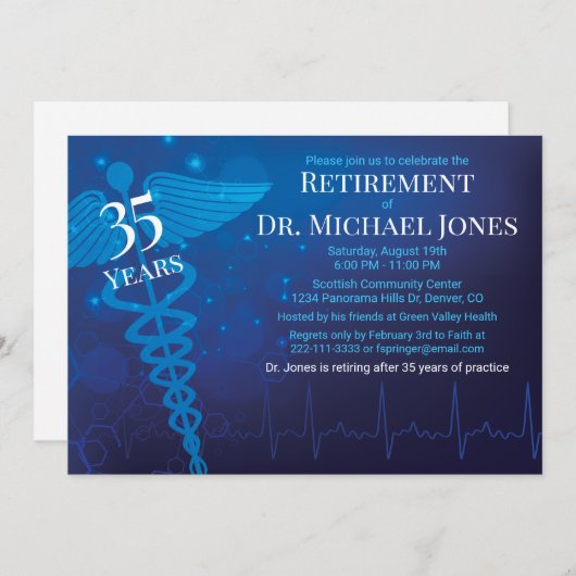 Caduceus, ECG Modern Doctor Pensioen Partij Kaart (Voorkant / Achterkant)