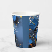 Caduceus Elegant Gold Confetti Navy Blue Papieren Bekers (Links)