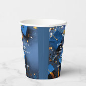 Caduceus Elegant Gold Confetti Navy Blue Papieren Bekers (Rechts)