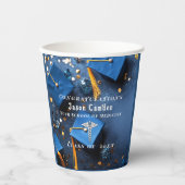 Caduceus Elegant Goud Confetti Navyblauw  Papieren Bekers (Voorkant)