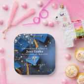 Caduceus Elegant Goud Wit Navy Blauw Afstuderen Papieren Bordje (Feest)