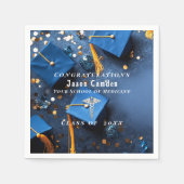 Caduceus Elegant Goud Wit Navy Blauw Afstuderen Servet (Voorkant)