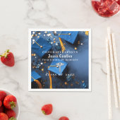 Caduceus Elegant Goud Wit Navyblauw Afstuderen Servet (Insitu)