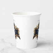 Caduceus Elegant Wit Marine Blauw Goud Wit Papieren Bekers (Rechts)