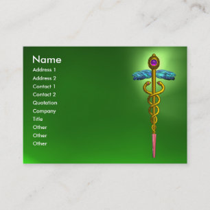 CADUCEUS, EMERALD GROEN levendig goud amethist roz Visitekaartje