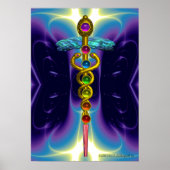 CADUCEUS EN 7 CHAKRA'S , trillend goud ametist Poster (Voorkant)
