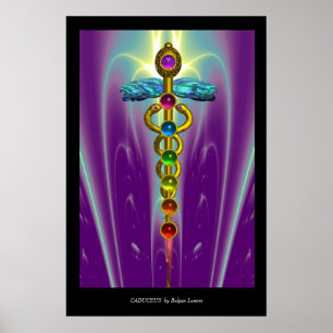 CADUCEUS EN 7 CHAKRAS, Yoga Alternative Medicine Poster