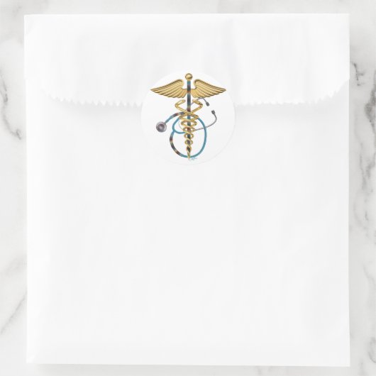 Caduceus en Stethoscoop Ronde Sticker (Tas)