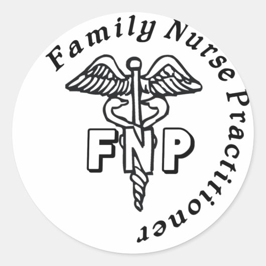 CADUCEUS FNP FAMILY NURSE PRACTITIONER RONDE STICKER (Voorkant)