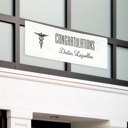 Caduceus Gefeliciteerd Doctor Nurse EMT Spandoek (Buitenkant Gebouw)