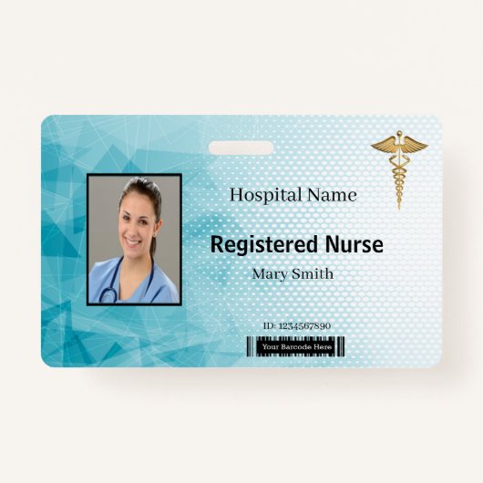 Caduceus geometrisch medisch foto-ID Badge (Voorkant)