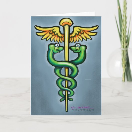 Caduceus gevouwen Wenskaart Kaart (Voorkant)