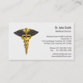 Caduceus Gold Black Wings Classy Medical Elegant Visitekaartje