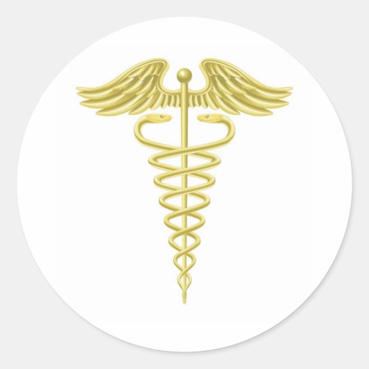 Caduceus Gold medisch symbool Ronde Sticker (Voorkant)