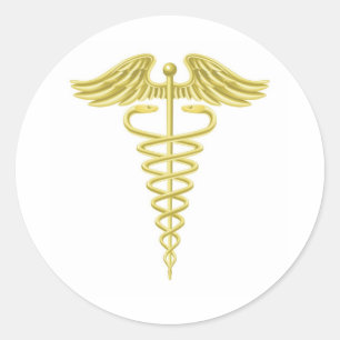 Caduceus Gold medisch symbool Ronde Sticker