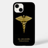 Caduceus Gold op Black Classy Medical Case-Mate iPhone Case (Achterkant)