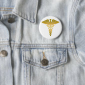 Caduceus gouden ronde button 5,7 cm (In situ)