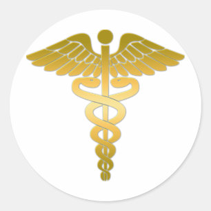 Caduceus gouden ronde sticker