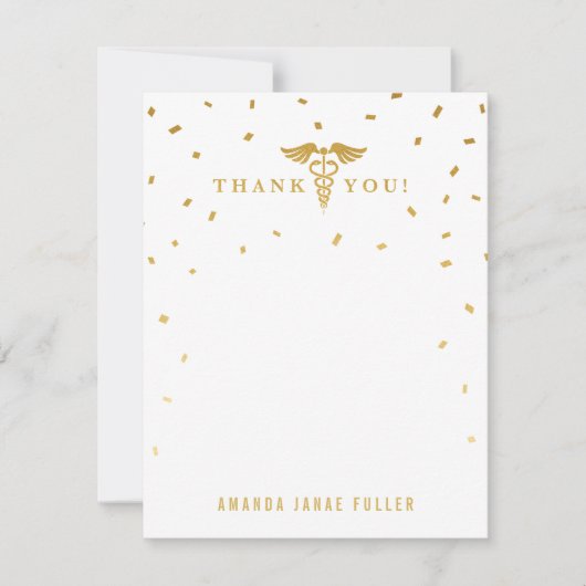 Caduceus Graduation Party Dank je kaarten Notitiekaartje (Voorkant)