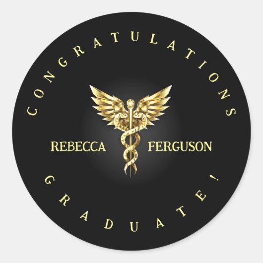 Caduceus Graduation Party Decoratie Ronde Sticker (Voorkant)