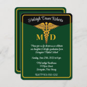 Caduceus Green & Black Medical School Afstuderen Kaart (Voorkant / Achterkant)