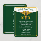 Caduceus Green & White Medical School Afstuderen Kaart (Voorkant / Achterkant)