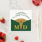 Caduceus Green & White Medical School Afstuderen Servet (Insitu)