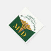 Caduceus Green & White Medical School Afstuderen Servet (Hoek)