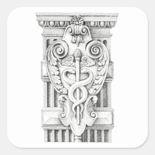 CADUCEUS Grote Vierkante Stickers (Voorkant)