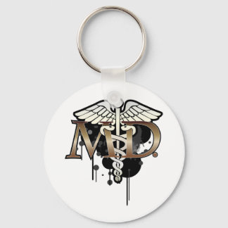 Caduceus grunge met M.D. Sleutelhanger