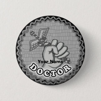 Caduceus Hand Doctor aangepaste naam pin Ronde Button 5,7 Cm