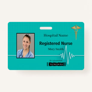 Caduceus Heartbeat Medical Foto ID Badge