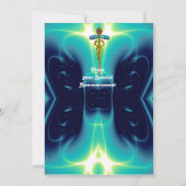 CADUCEUS helderblauw, roze amethyst Kaart (Achterkant)