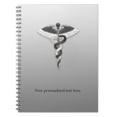 Caduceus Klasse Edele Medische Elegante Zwart Wit Notitieboek (Voorkant)