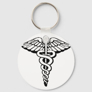 Caduceus Klassieke Knop Sleutelhanger
