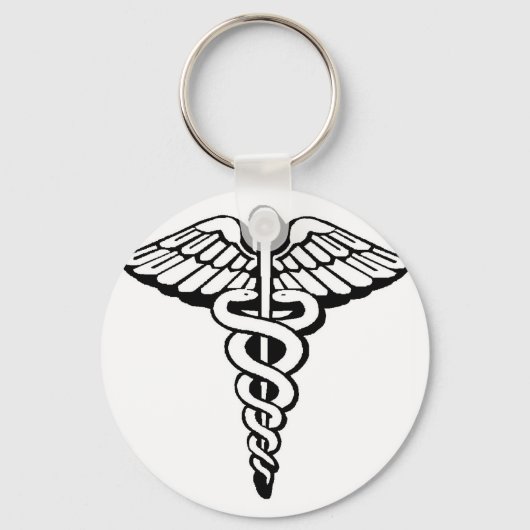 Caduceus Klassieke Knop Sleutelhanger (Voorkant)