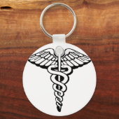 Caduceus Klassieke Knop Sleutelhanger (Voorkant)