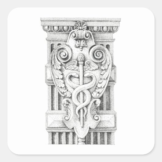 CADUCEUS Kleine Vierkante Stickers (Voorkant)