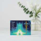 CADUCEUS, levendig amethist goud metallic papier Visitekaartje (Staand voorkant)