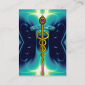 CADUCEUS, levendig amethist goud metallic papier Visitekaartje (Achterkant)