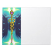 CADUCEUS, levendig goud in blauwgroen blauw, wit Notitieblok (Voorkant)