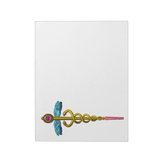 CADUCEUS, levendig goud in de kleur Violet Blue Wh Notitieblok (Linkerzijde)